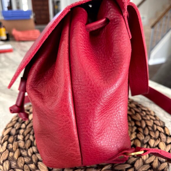 Portland Leather Goods Bucket Backpack Chili Red Excellent Condition main image 11